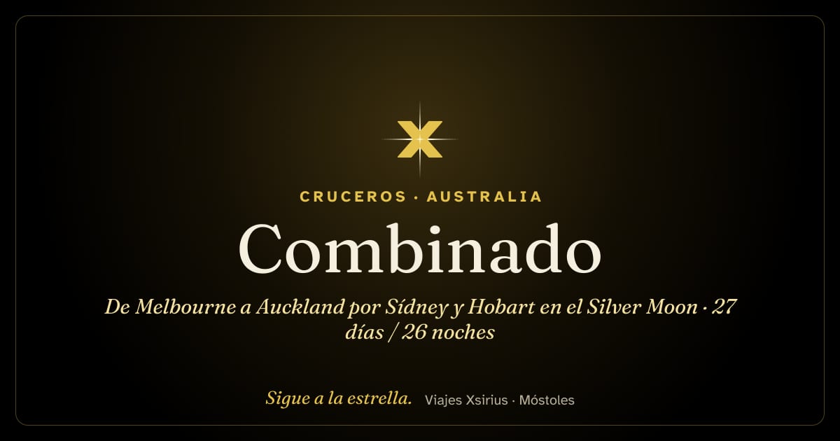 Combinado: de Melbourne a Auckland por Sídney y Hobart en el Silver Moon: Australia y Nueva Zelanda, 27 días / 26 noches
