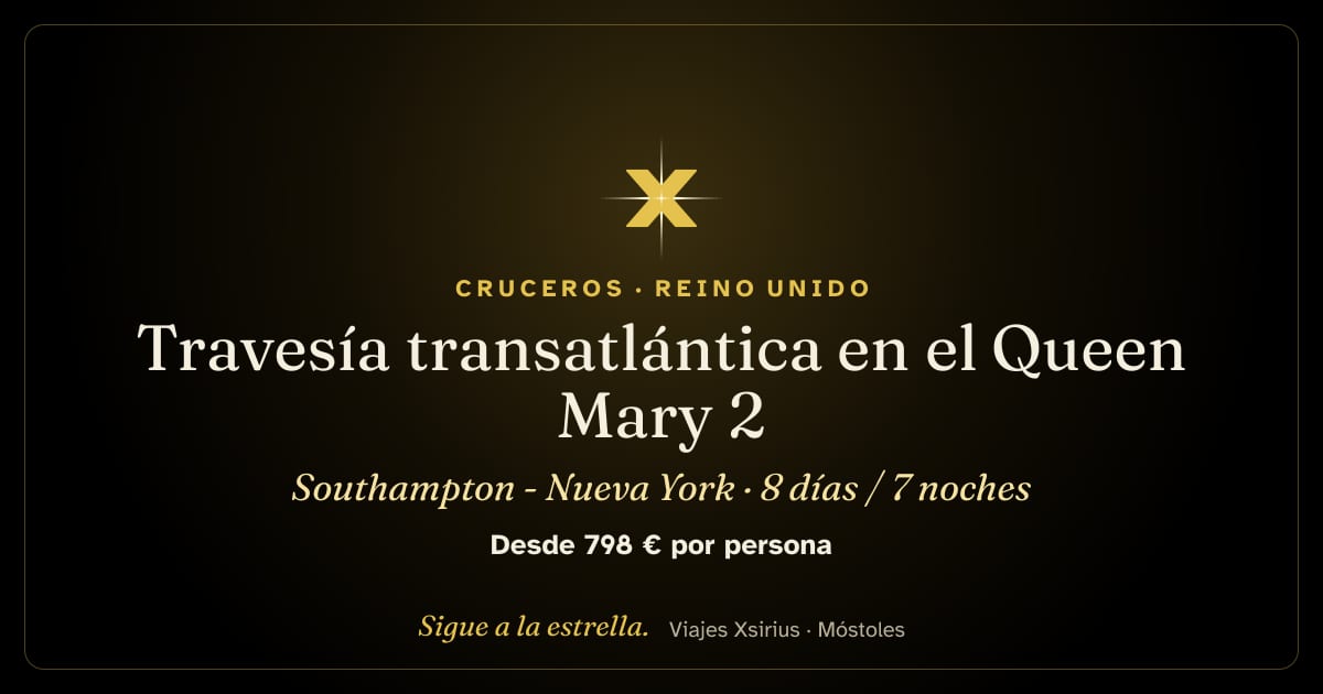 Travesía transatlántica en el Queen Mary 2: Southampton - Nueva York: Reino Unido y Estados Unidos, 8 días / 7 noches