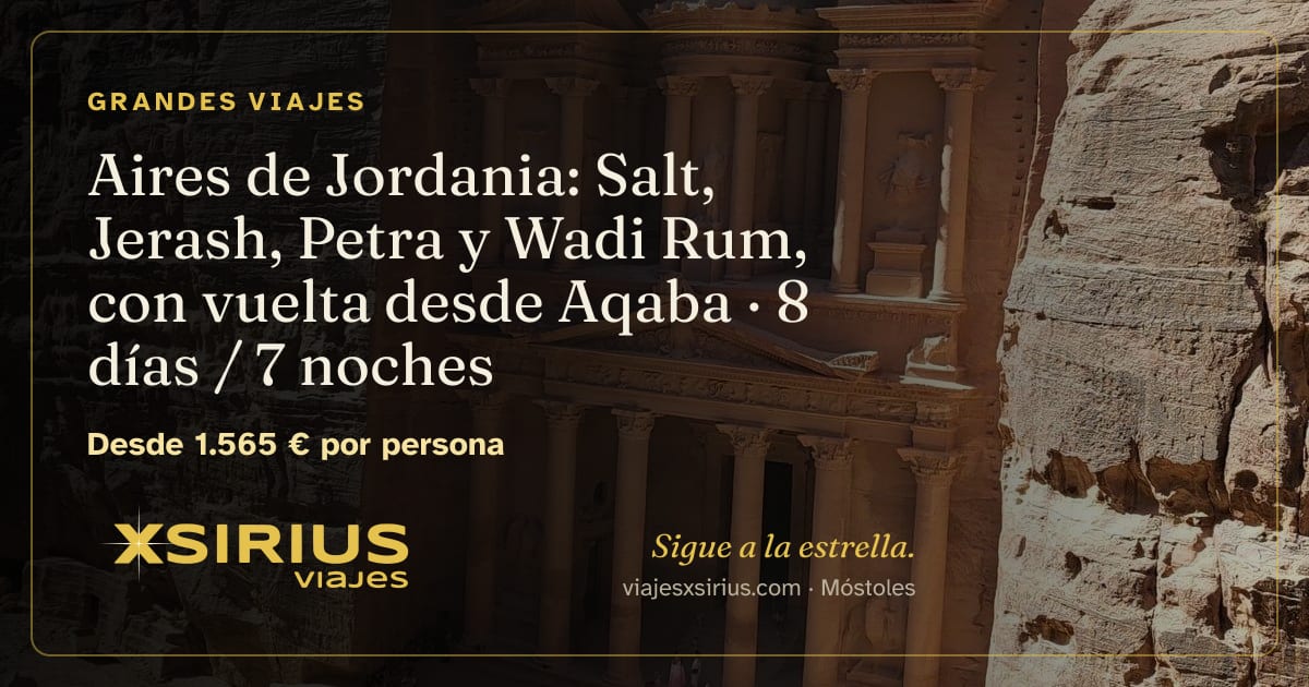 Aires de Jordania: Salt, Jerash, Petra y Wadi Rum, con vuelta desde Aqaba: Jordania, 8 días / 7 noches