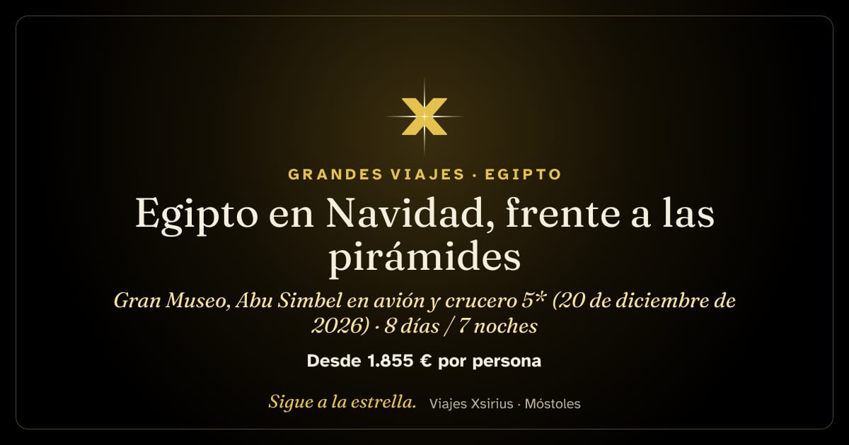 Egipto en Navidad, frente a las pirámides: Gran Museo, Abu Simbel en avión y crucero 5* (20 de diciembre de 2026): Egipto, 8 días / 7 noches