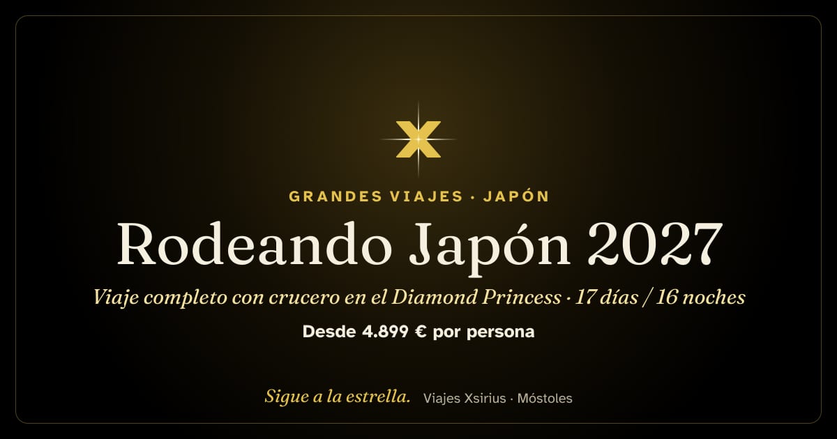 Rodeando Japón 2027: viaje completo con crucero en el Diamond Princess: Japón y Corea del Sur, 17 días / 16 noches