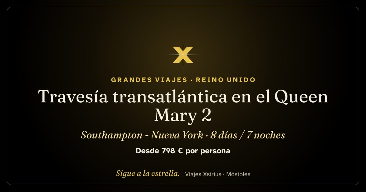 Travesía transatlántica en el Queen Mary 2: Southampton - Nueva York: Reino Unido y Estados Unidos, 8 días / 7 noches
