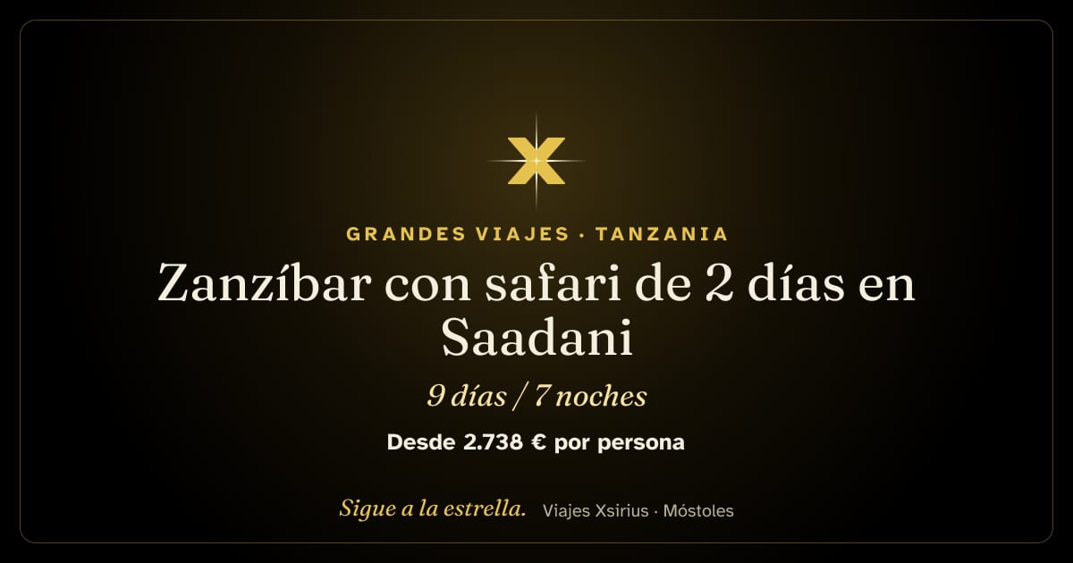 Zanzíbar con safari de 2 días en Saadani: Tanzania, 9 días / 7 noches