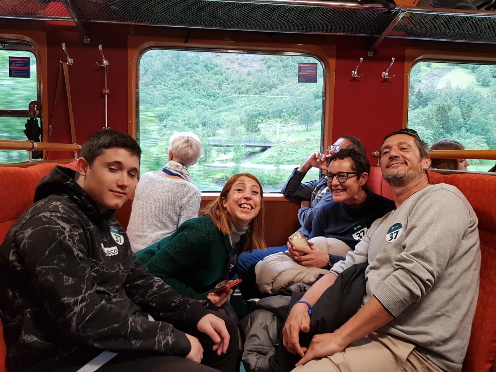 En el tren de Flåm, con el grupo
